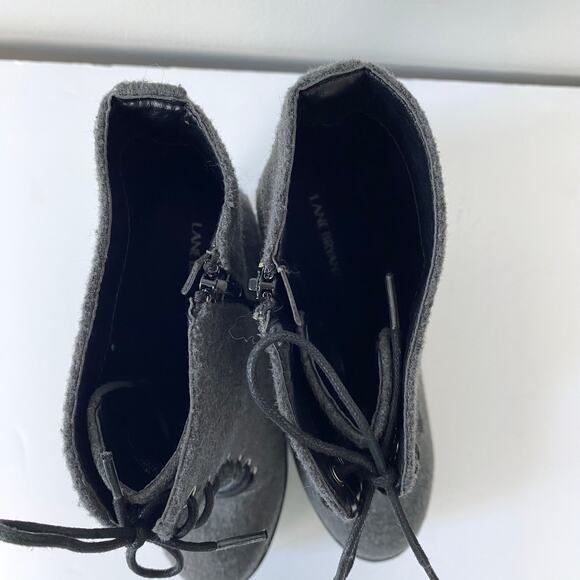 Lane Bryant Wool Blend Chunky Boots Lace Up Stacked Heel Gray Felt Boots Zip 9W - Picture 7 of 9